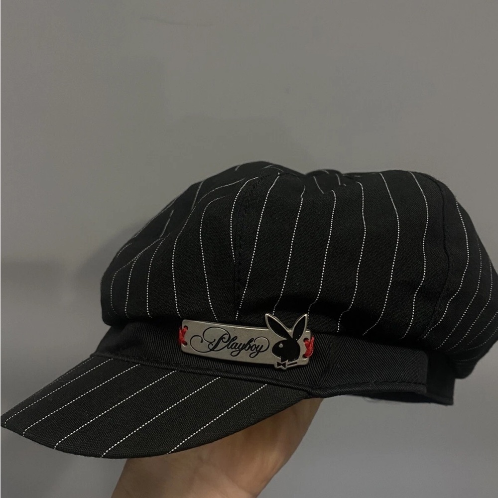 NWT VTG Playboy Black and White Striped Cap Y2K